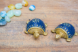 Dhokra Tortoise Table Top Set- Blue