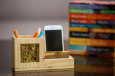 Pine Wood Pen Stand With Card & Mobile Holder