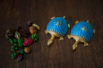 Dhokra Tortoise Table Top Set- Sky Blue