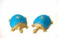 Dhokra Tortoise Table Top Set- Sky Blue